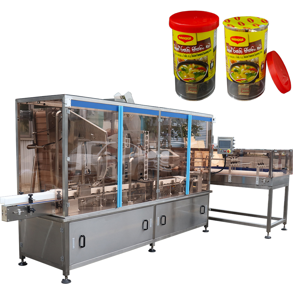 China Chicken cubes counting and filling cups sealing and press capping ...